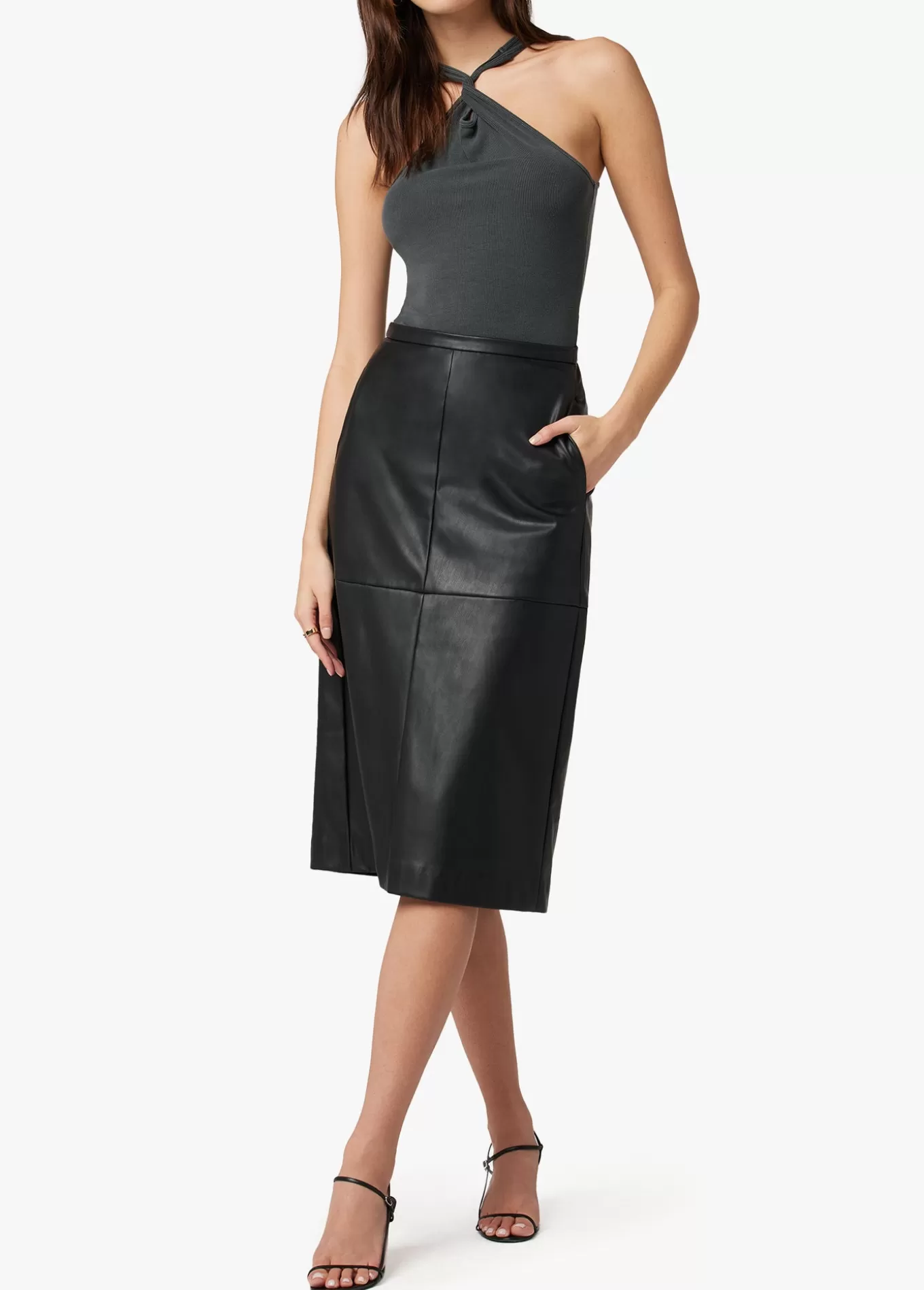 DOREEN CROSS SEAMED FAUX LEATHER SKIRT>Joe’s Jeans Discount